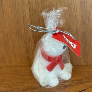 New Tag White Bear with Red Scarf Candle
